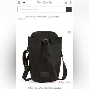 Black Vera Bradley ReActive Deluxe Water Bottle Crossbody Bag